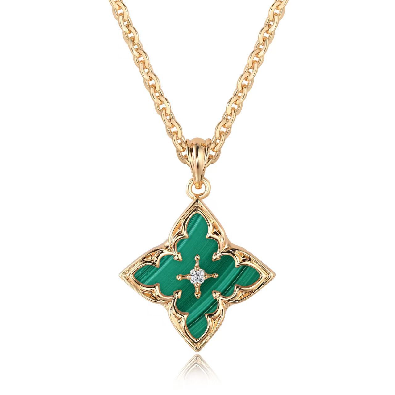 Brown Clover Pendant Halskette | Gold