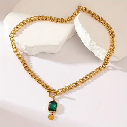 Gold Smaragd Chain Halskette
