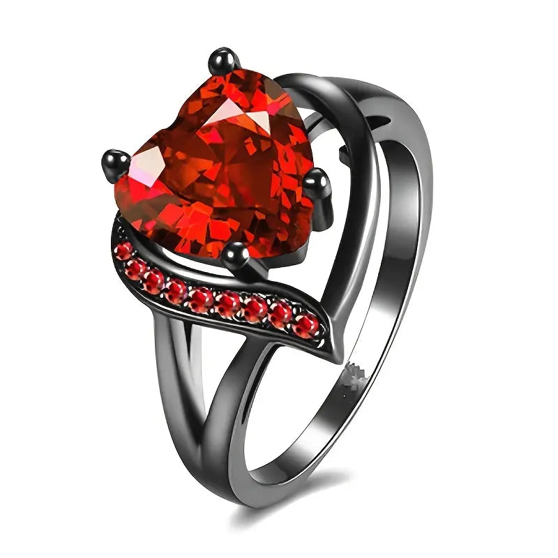 Silber Rubin Herz Ring