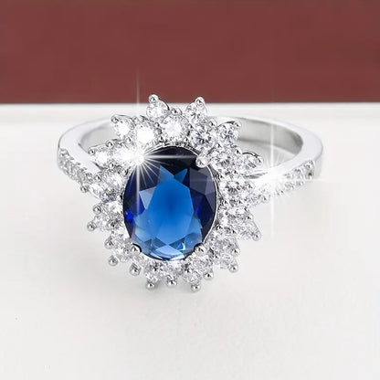Gold Saphir Halo Ring