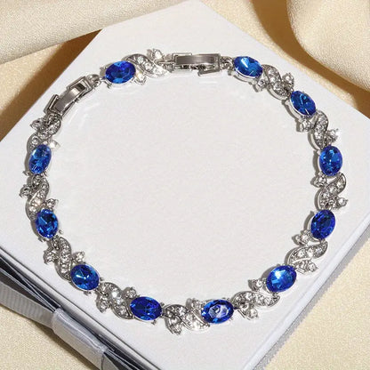 Silber Saphir Floral Link Armband