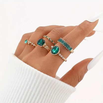 Gold Smaragd Ring-Set