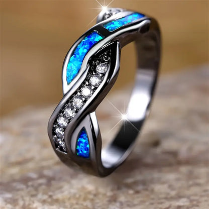 Silber Twisted Inlay Ring