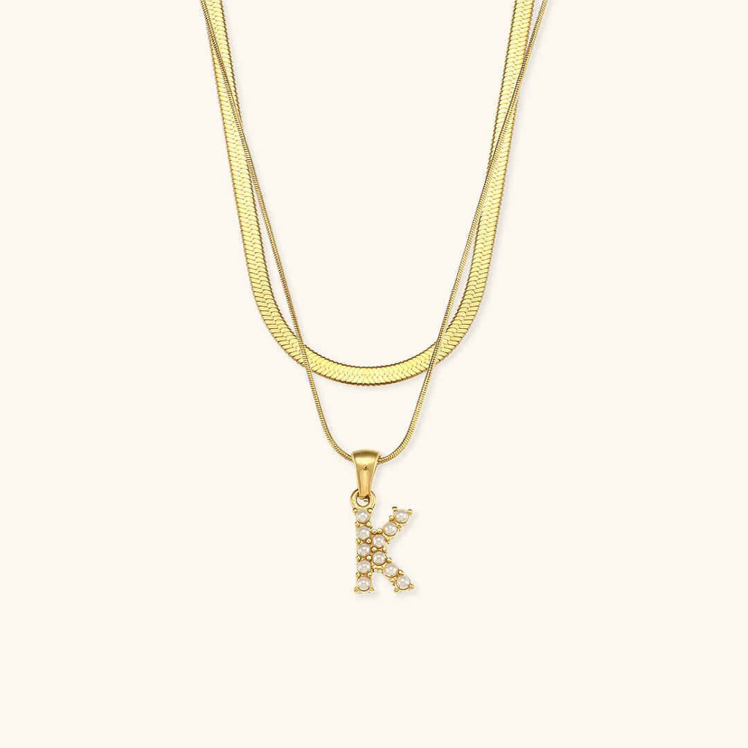 Fiona Layered Gold Initial Letter Halskette