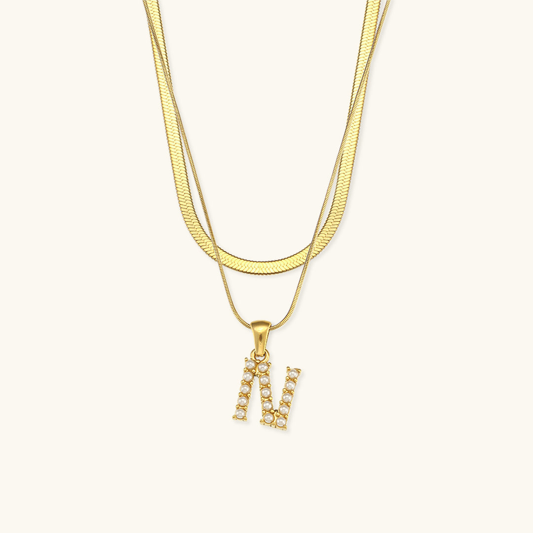 Fiona Layered Gold Initial Letter Halskette
