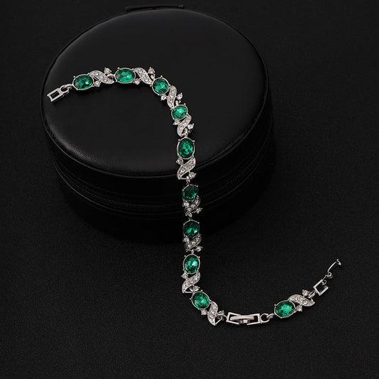 Silber Smaragd Vintage Link Armband