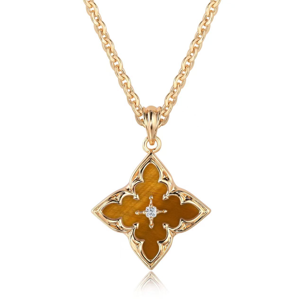Brown Clover Pendant Halskette | Gold