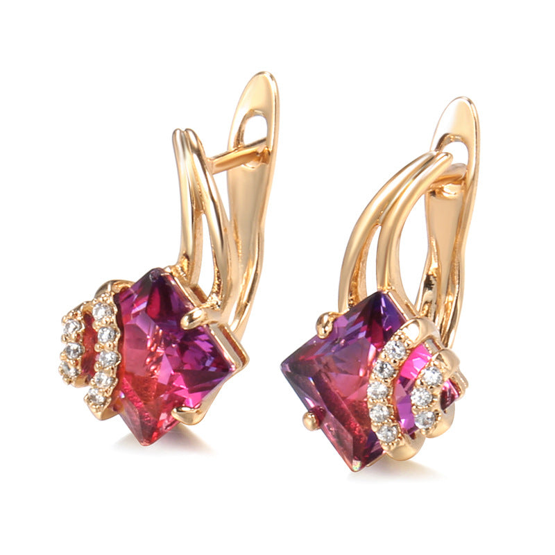 Crimson Square Kristall Ohrringe | Rosegold