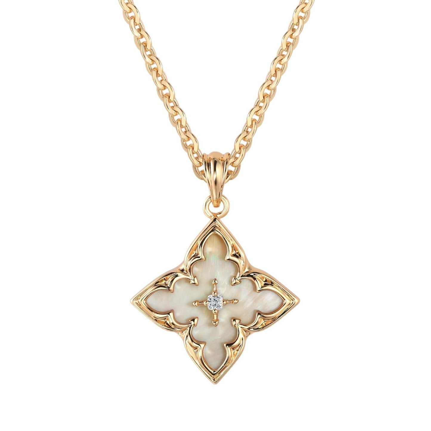 Blue Clover Pendant Halskette | Gold