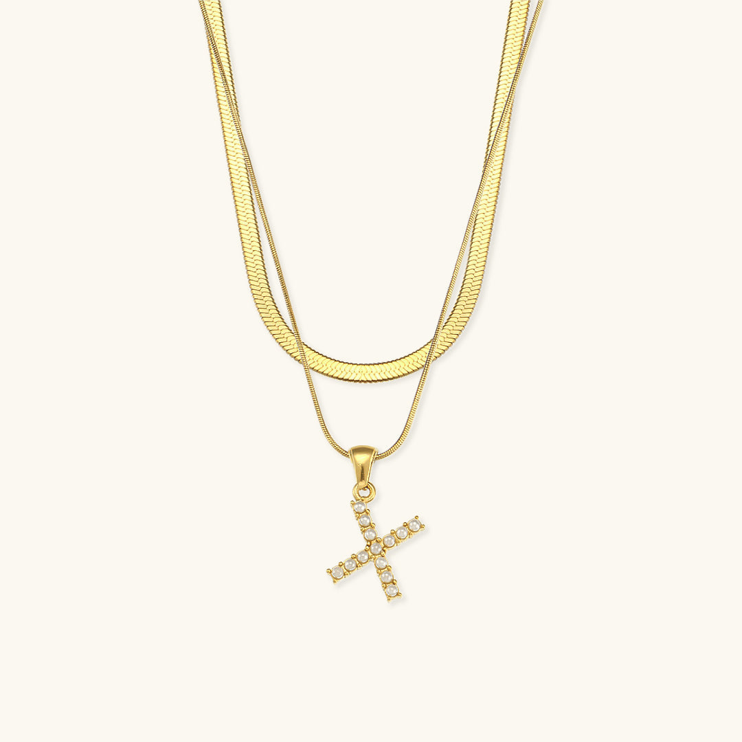 Fiona Layered Gold Initial Letter Halskette