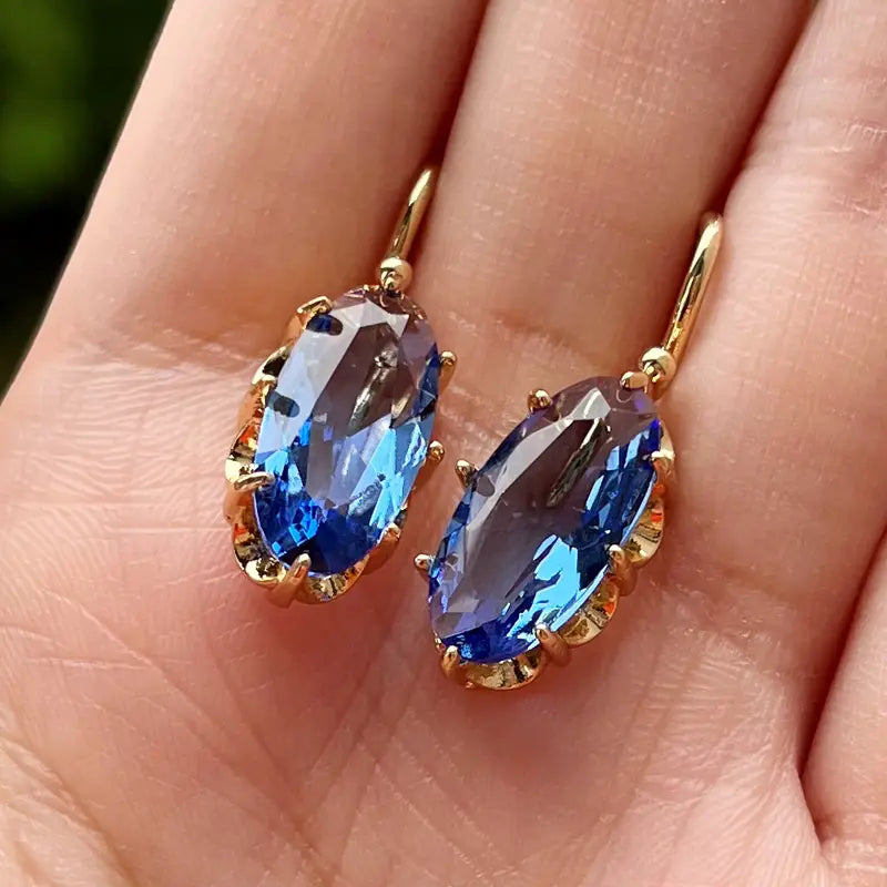 Golden Blue Bloom Ohrringe | Gold