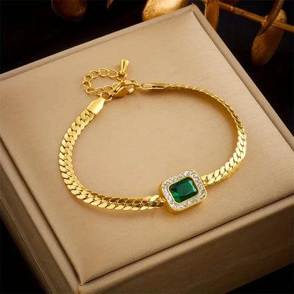 Gold Smaragd Chain Armband